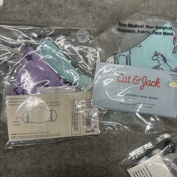 47 Cat & Jack Kid's Reusable Face Masks Cotton Fabric One Size Fits Most NEW - Picture 7 of 7